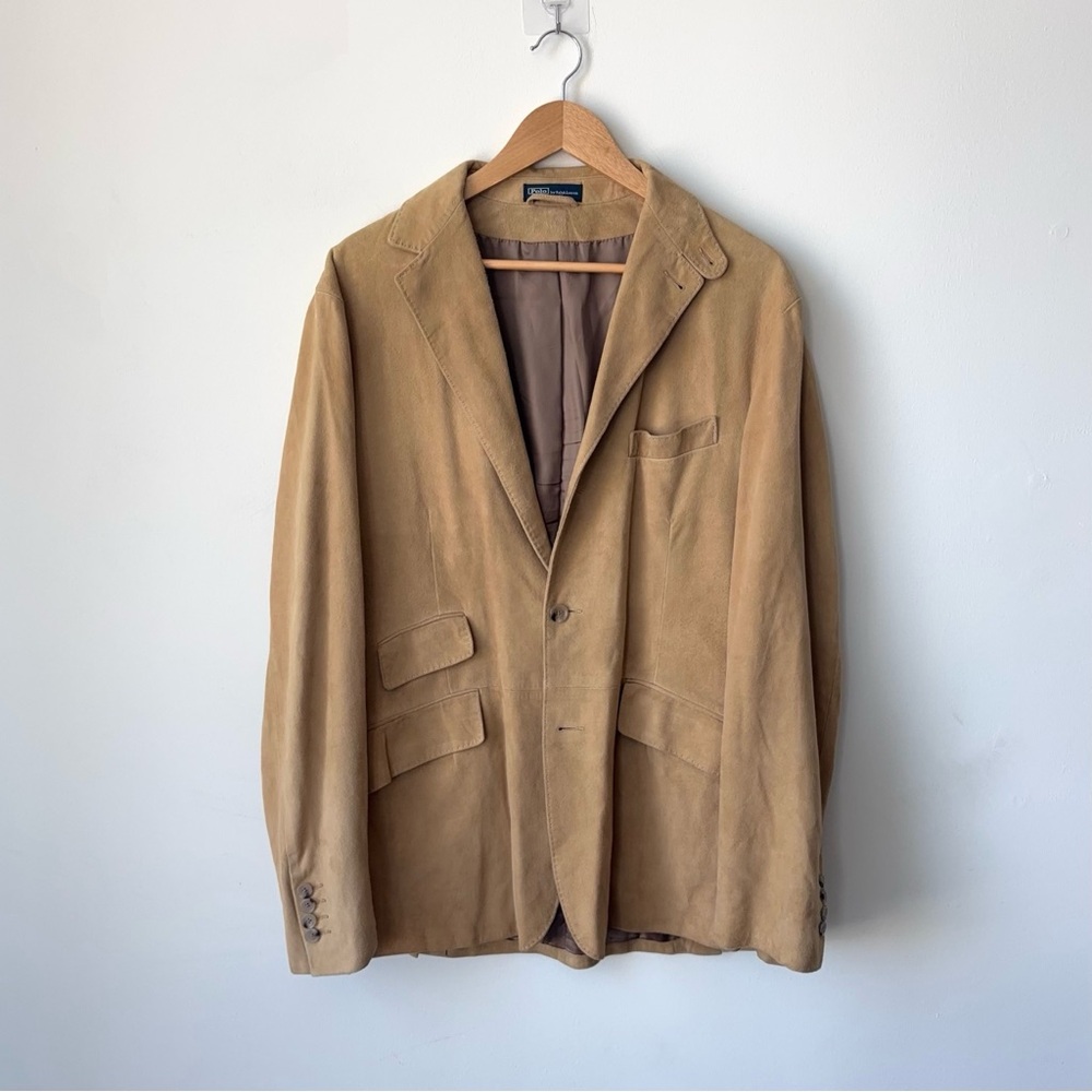 Polo Ralph Lauren Suede Blazer Jacket Size Large 43R 100% Leather Sport Coat